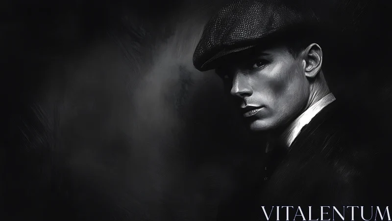 High contrast monochrome portrait isolates male profile in shadow