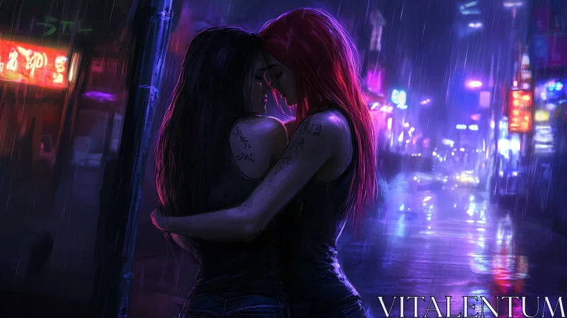 Neon Rain Embrace: Cyberpunk Urban Romance.