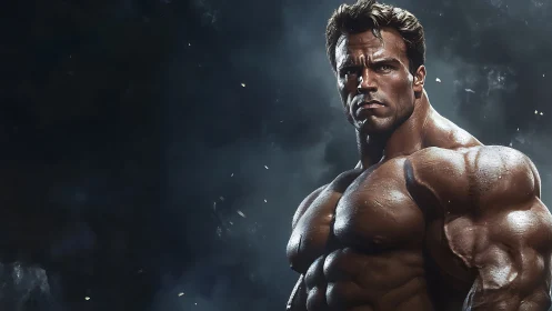 Stormlit titan of muscle staring down the dark horizon.