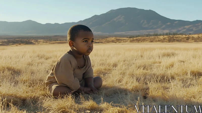 Quiet desert morning with a thoughtful little explorer.