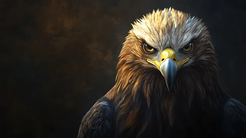 Majestic Eagle Portrait in Dramatic Lighting, Realistic Digital Art.