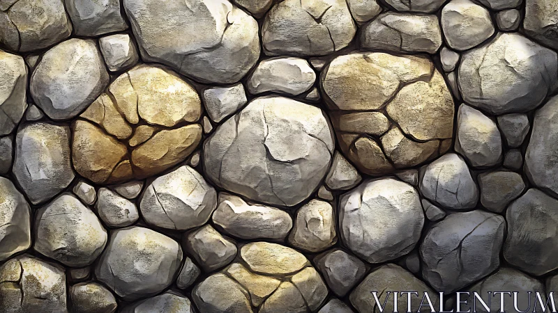 Rounded stone wall glows with warm, weathered character