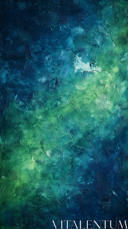 Abstract textured canvas in blue green gradient tones.