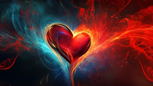 Luminous Heart Form: Dual-Energy Plasma Flux with Teal-Red Chromatic Field