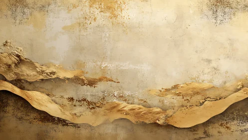 Textured ochre wall with eroded metallic landscape strata