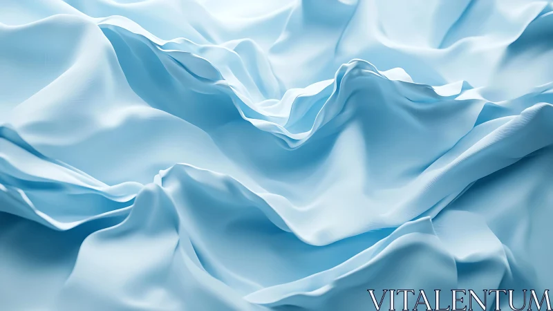 Light Blue Silk Fabric with Soft Folds in Minimalist Style.