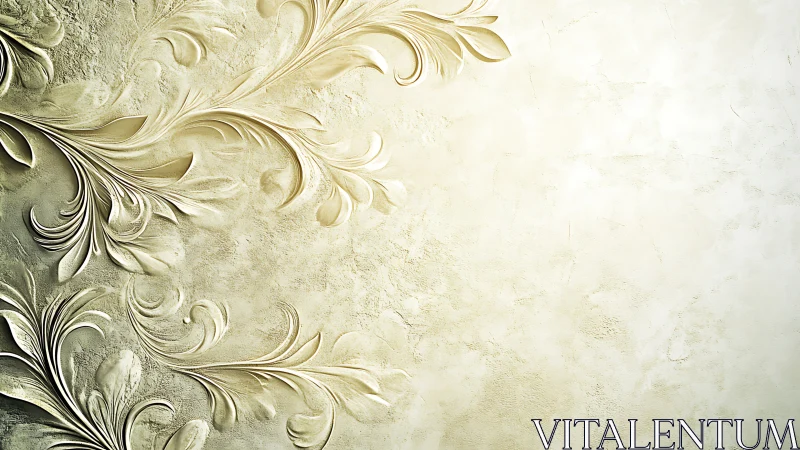 Elegant embossed floral plaster swirls enrich a calm wall