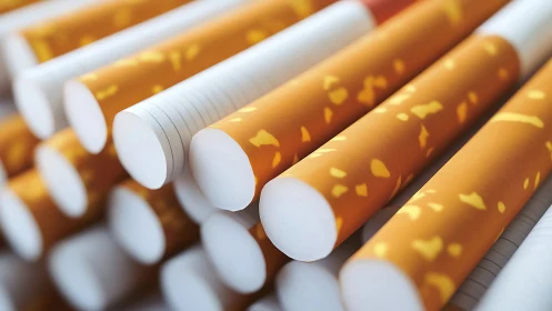 Macro depth study of tightly packed cigarette filters arrayed.