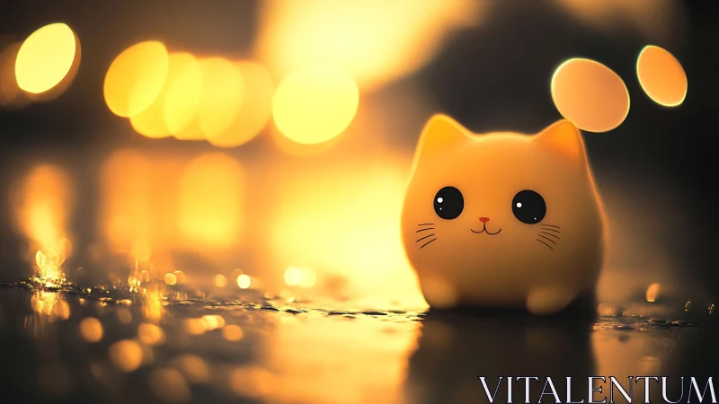 Luminescent Cat Character with Bokeh Ambient Lighting