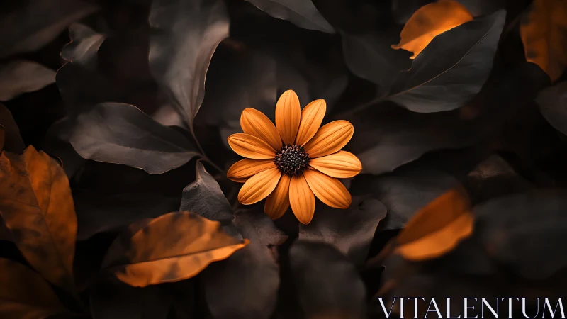 Golden Daisy Blooms Against Shadowed Foliage.