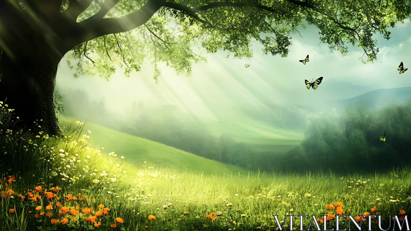 Sunlit meadow pauses while butterflies script bright whispers