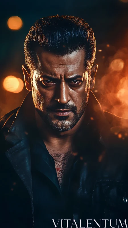 Male subject in low key portrait with strong rim lighting