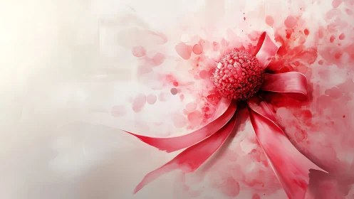 Crimson Bloom Unveiled: A Symphony of Ribbons and Watercolor Wonder.