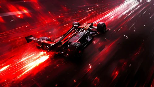 High-speed Formula race car rendered in dynamic red motion