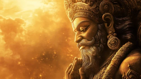 Golden divine deity portrait in radiant profile light.