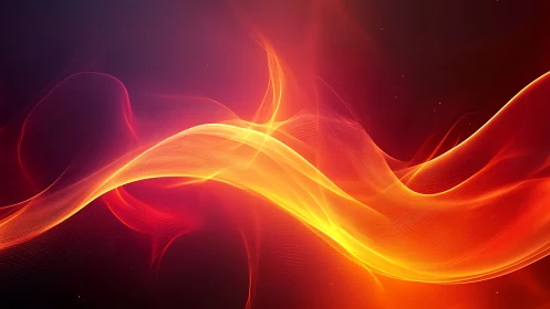 Golden Luminous Waves Against Crimson Void.