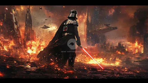 Dark Lord Dominates Burning Empire in Apocalyptic Sci-Fi Battle.