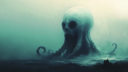 Colossal skull-headed sea leviathan emerges in toxic mist