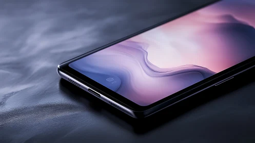 Smartphone with gradient display on textured surface