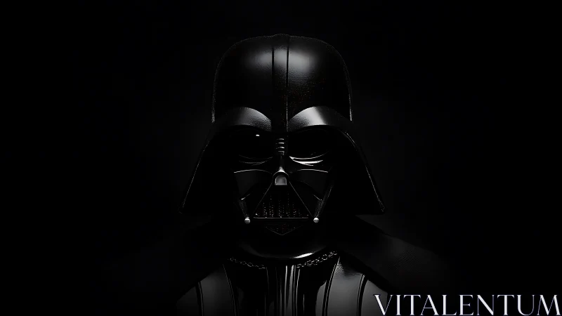 Moody sci fi helmet portrait glows softly in deep darkness