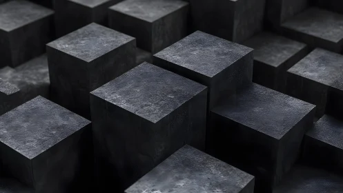 Dark geometric grid of elevated metal-like cubic blocks.