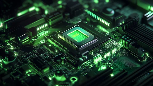 Glowing circuit board heart brings quiet tech magic alive.