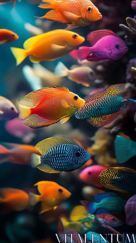 Colorful tropical reef fish swimming in clear water.