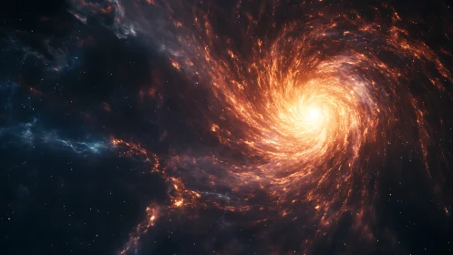 Stellar vortex swirling with incandescent galactic firestorm.