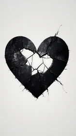Black Fractured Heart Form with Organic Spikes.