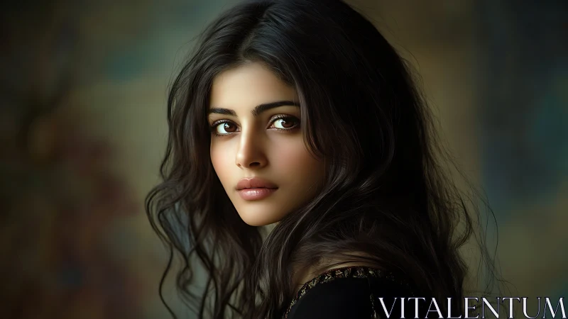 Young woman portrait in soft focus with neutral background.