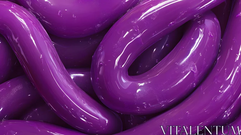 Shiny Abstract Purple Tubes Close-Up in Modern Digital Art Style.