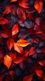Red and orange foliage pattern on dark contrasting background.