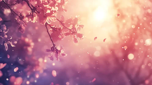 Cherry Blossoms Dancing in Luminous Spring Reverie.
