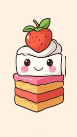 Whimsical Layered Cake Character with Strawberry Topper