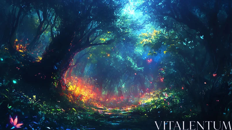 Glowing Portal in Mystical Forest Landscape.