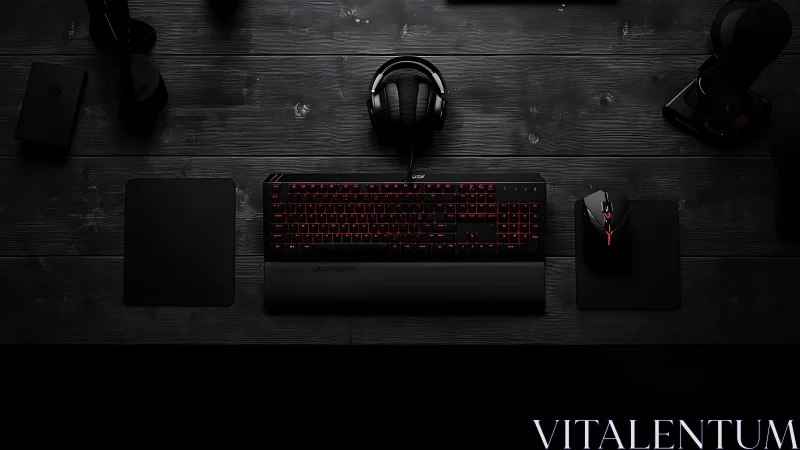 Sleek gaming keyboard and mouse glow on dark desk.
