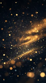 Golden bokeh particles stream across deep nocturnal void