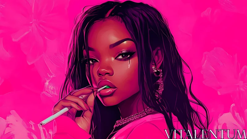 High-saturation digital portrait with stylized lighting and gloss