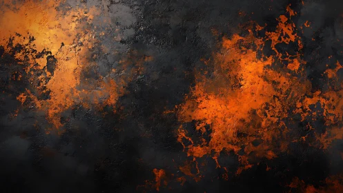 Abstract Oxidation Texture: Calcified Surface With Molten Orange Chroatic Deterioration