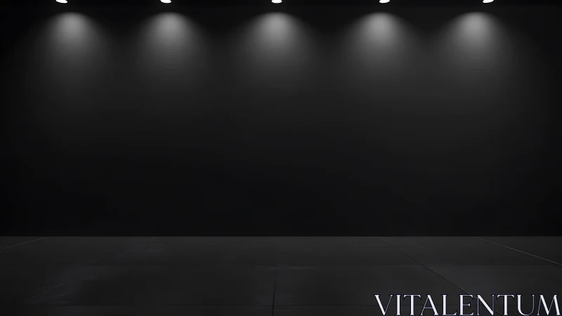 Minimalist black gallery wall under focused ceiling spots.