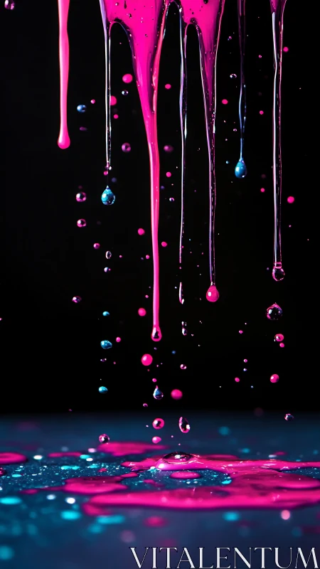 Neon raindrops melting into an electric candy river.