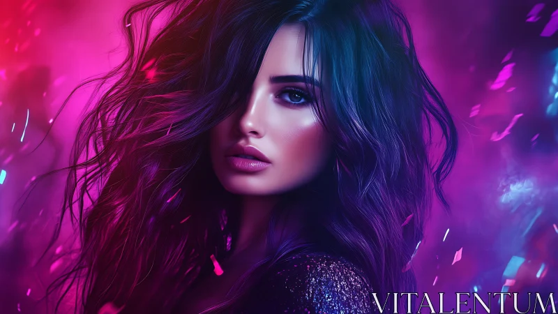 Glimmering neon portrait celebrates bold, cinematic beauty