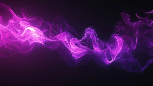 Neon pink light trails form fluid wave shapes on black