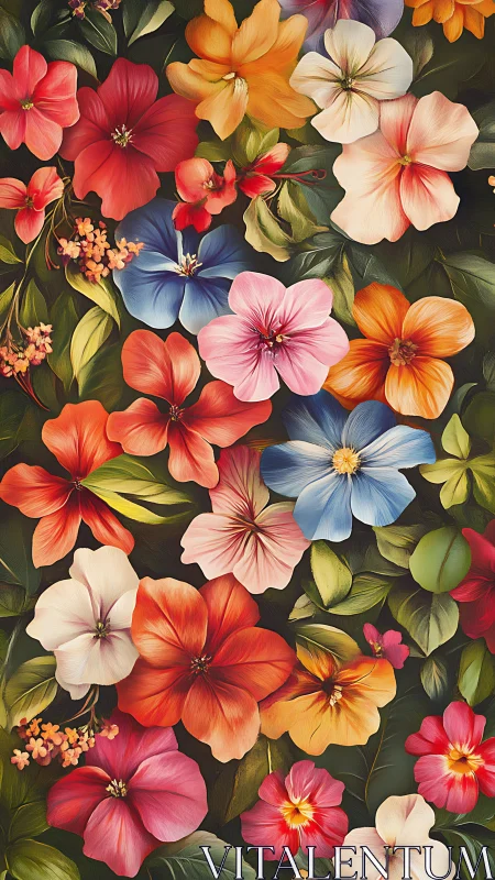 Vibrant Floral Abundance on Dark Garden Canvas.