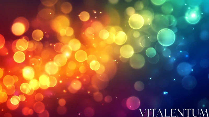 Abstract multicolored bokeh light circles on dark gradient