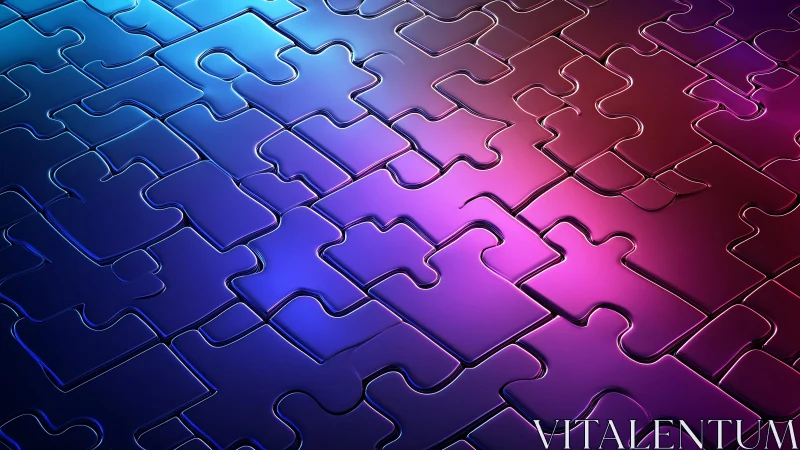 Vibrant Gradient Jigsaw Puzzle Pieces in Modern Digital Art Style.