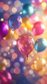 Iridescent Spherical Forms Suspended in Chromatic Bokeh Field.