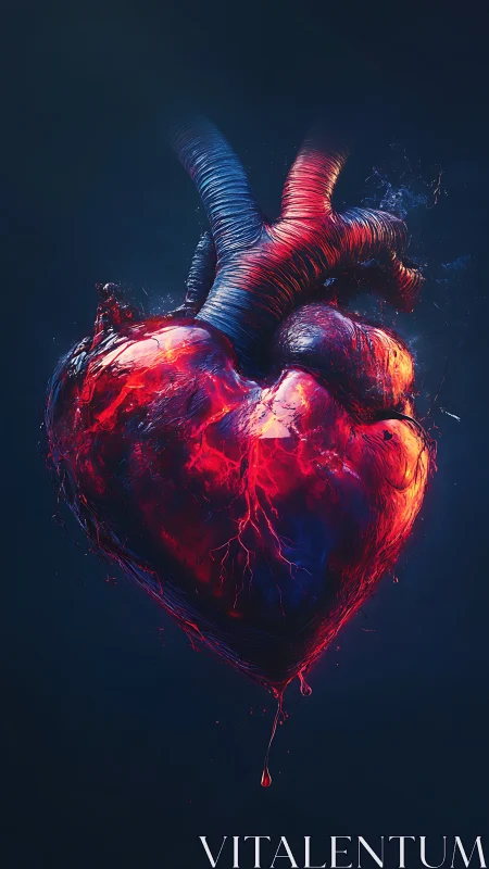 Anatomical Heart with Vascular System Illustration.