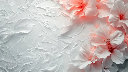 Pink and White Flowers on Textured White Surface.