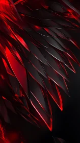 Red and black abstract shards with sharp diagonal forms.